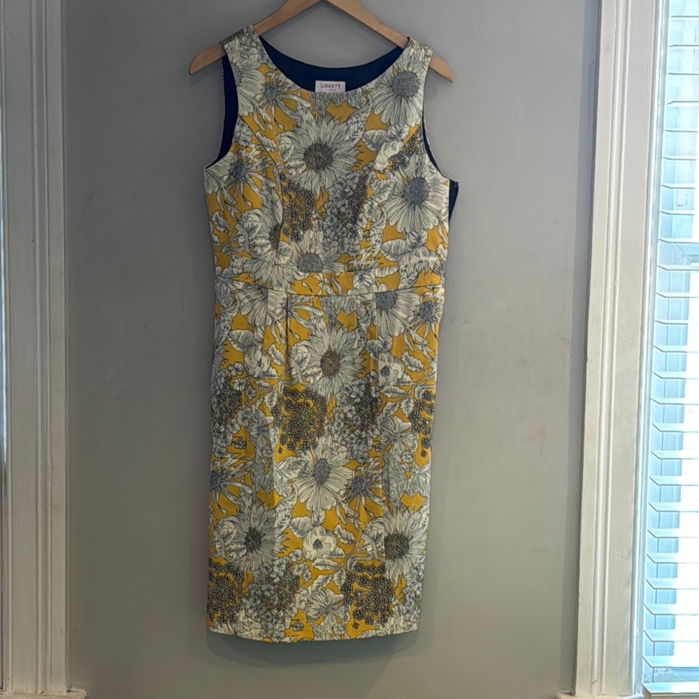 Floral Yellow and Gray Sleeveless Dress